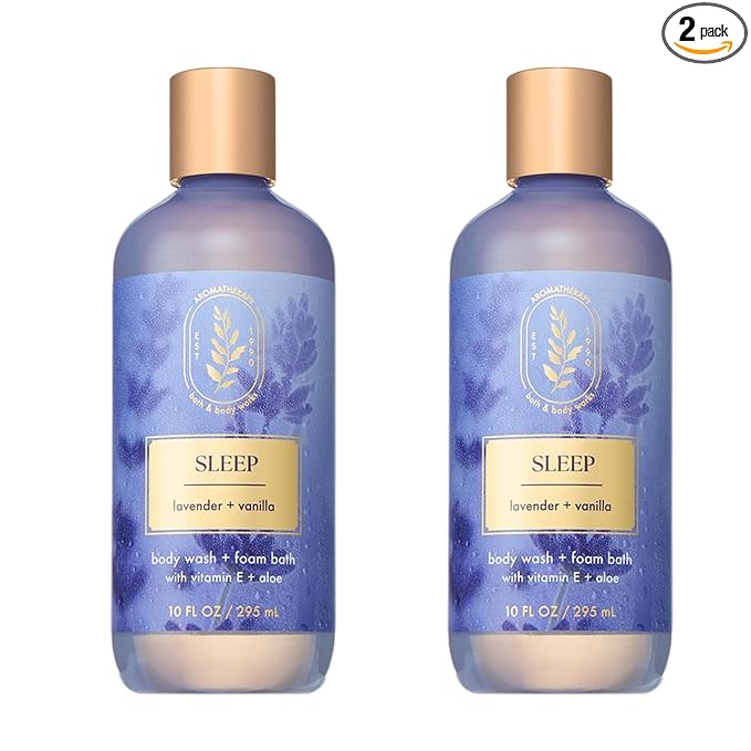 Bath & Body Works Lavender Vanilla Body Wash & Foam Bath, Aromatherapy Cleanser with Vitamin E & Aloe, Non-Drying & Gentle for Daily Use, 10 fl oz - 2 Pack