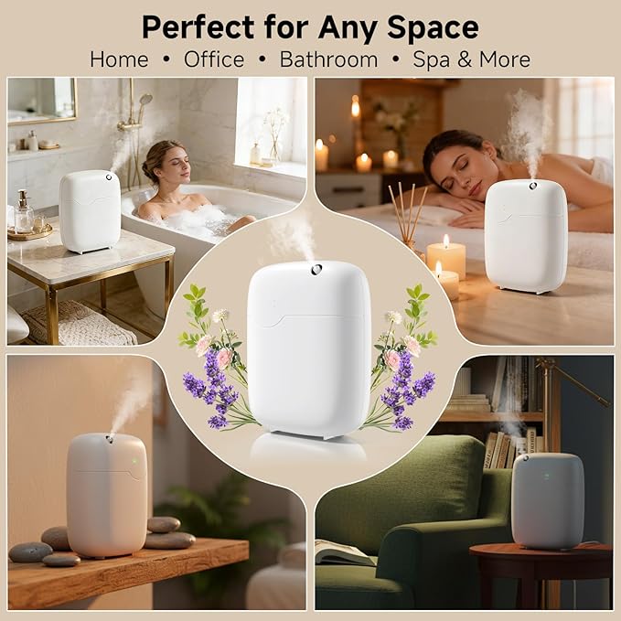 Waterless Essential Oil Diffuser - 3000 Sq.Ft Coverage, 400ml Capacity Scent Diffuser Machine for Aromatherapy, App Control Cold Air Diffusers for Hotel Home Office Large Room Gift for Mom for Her