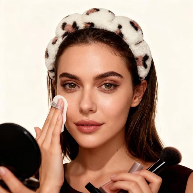 Spa Headbands for Washing Face Makeup Skin Care Women Bubble Facial Beauty Headbands Puffy Shower Towel Band Hairband