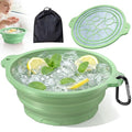 Face Bowl for Ice with Built-in Ice Tray – Collapsible Silicone Facial Ice Bath Bowl for Cold Plunge Therapy, Skin Tightening & Acne Relief – Portable Spa Tool for Home & Travel（Green