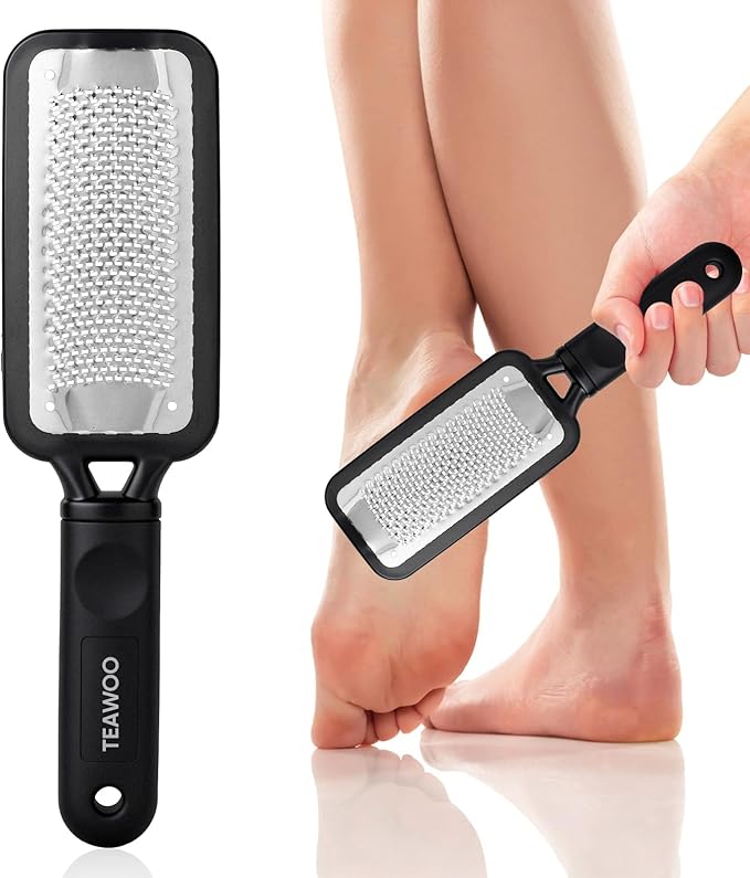 TEAWOO Foot File Callus Remover, Large Stainless Steel Foot Rasp, Heavy Duty Foot Scraper for Dead Skin and Hard Heels, Waterproof Pedicure Tools for at Home Foot Care