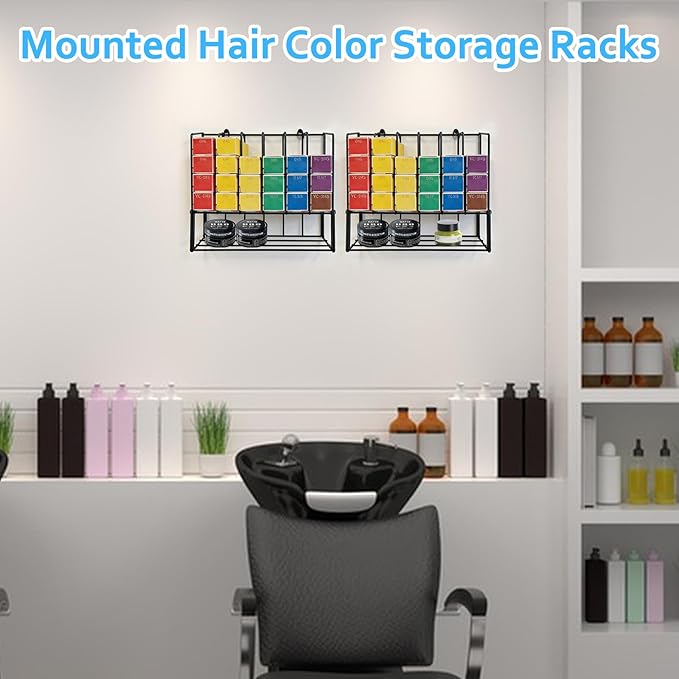 2 PCS Hair Color Organizer for Salon Storage Rack Wall Mounted Hair Color Racks for Salon Cabinet Hairs Dye Tube Storage Display Rack for Stylists Spa Beauty Home