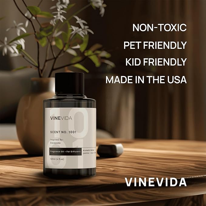 VINEVIDA Mahogany Teakwood Fragrance Oil for Cold Air Diffusers - Essential Oils for Diffuser Oil Refill & Air Freshener Room Spray (32 Fl Oz)