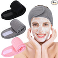 Whaline Spa Facial Headbands 3 Pieces Make Up Wrap Head Terry Cloth Headband Soft Adjustable Towel Band for Face Washing Shower Facial Cover Yoga(Black, Pink, Gray)