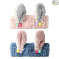 PERFECTSIGHT Kawaii Headband for Spa, Makeup, Washing Face, Party - 2 Pack Cute Hair Band for Shower Beauty Skincare, Soft Facial Headbands for Girls and Women (Pink+Blue Rabbit Ear)