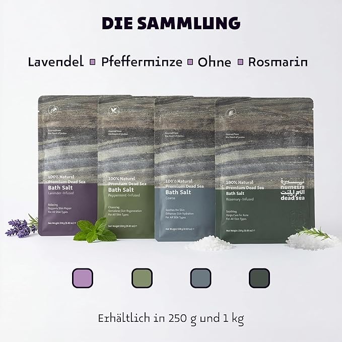 Dead Sea Salts for Soaking - Relaxing Salt Bath Soak for Body Rejuvenation - Natural Mineral Salts - Coarse Dead Sea Salt Bath Salts for Women & Men w/Lavender Infused Essential Oil (8.82 oz)