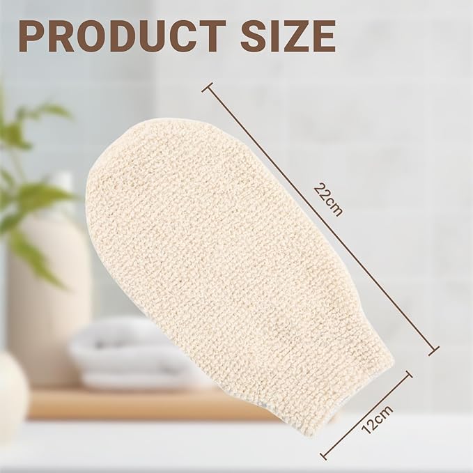 Exfoliating Gloves for Body Scrubber - 100% Natural Hemp Bath Mitts with Secure Cuff, Reusable Shower Washcloth for Dry Skin Relief, Soft Loofah Alternative for Men & Women2 Pack (White)