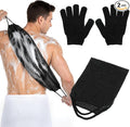 2 Pack Exfoliating Back Scrubber Bath Gloves Set Washcloth Back Scrubber Set Exfoliating Shower Towel with Gloves Cleaner Wash Glove to Remove Dead Skin Body Scrub Towel for Women Men Bath Shower