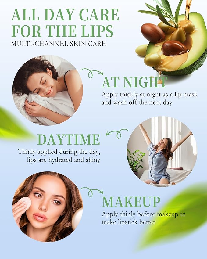 Lip Balm Set-8pcs Avocado Hydrating Lip Balm, Moisturizing Soothing Care Lip Moisturizer, Improve Dry & Chapped Lips, Colorless Non-Sticky Lip Primer, Women's Day Lip Care Gift Kit for Women Girl