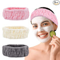 Microfiber Spa Headband 3-Pack, Soft Terry Cloth Headband for Washing Face, Facial Mask, Makeup, Shower, Yoga, Gift for Women and Teens (Gray+Milk White+Pink)