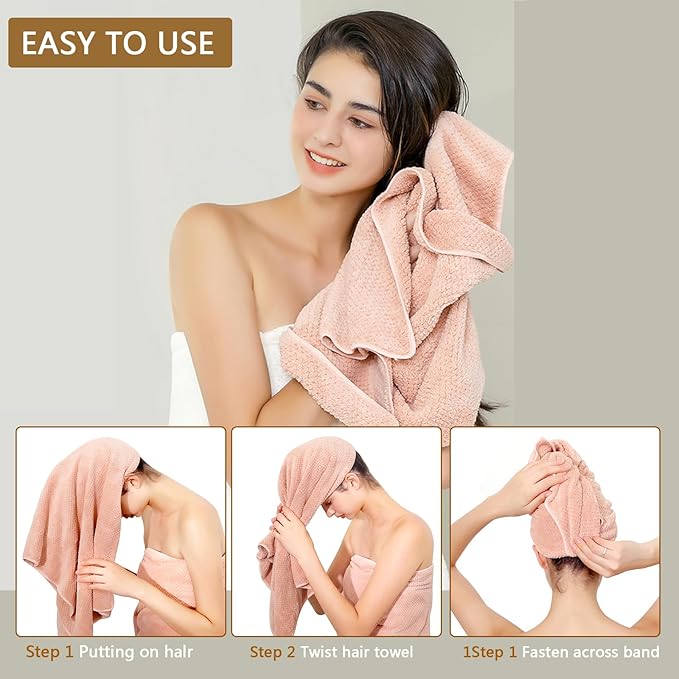 Microfiber Hair Towel Quick Dry Hair Towel Hair Drying Towels Suitable for All Kinds of Hair Ultra Absorbent Long and Thick Hair 20X40inch White (1pcs)