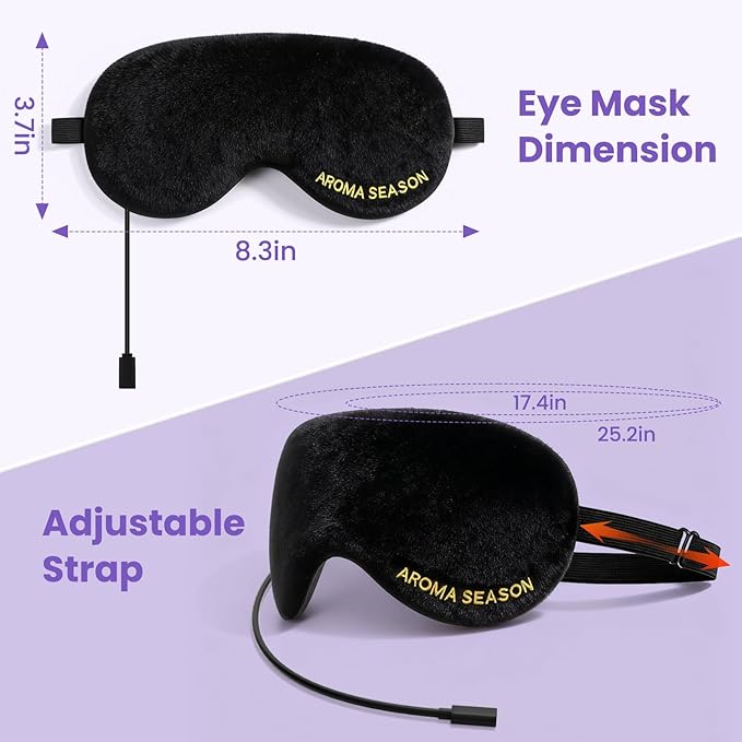 Aroma Season Heated Eye Mask, Warm Eye Compress for Dry Eyes MGD Stye Blephartitis Sinus Migraine, Graphene Heating Element with Natural Lavender Pack (Black)