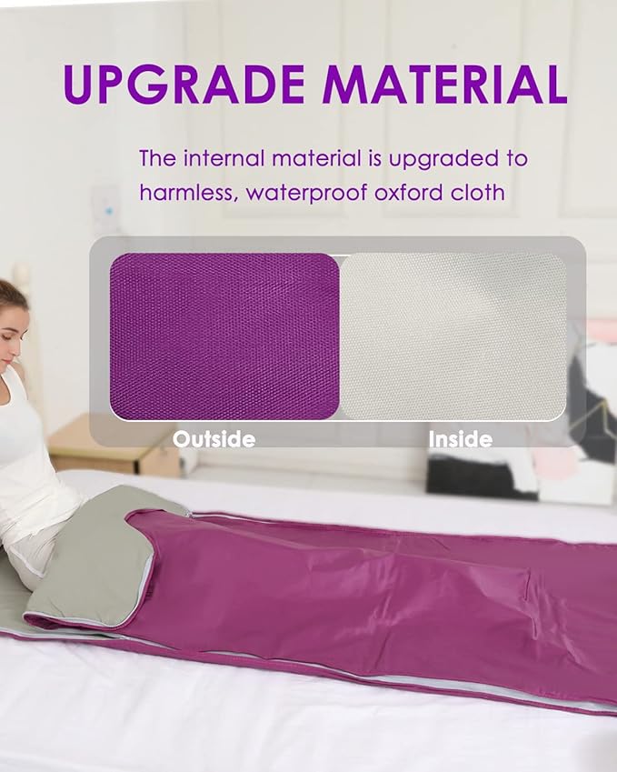 Sauna Blanket Detox Upgrade Zippers Far Infrared Sauna Blanket Body Sauna Heating Portable Wrap Sauna Blanket Relax at Home Oxford Cloth Waterproof,71（L）×32（W） Inches