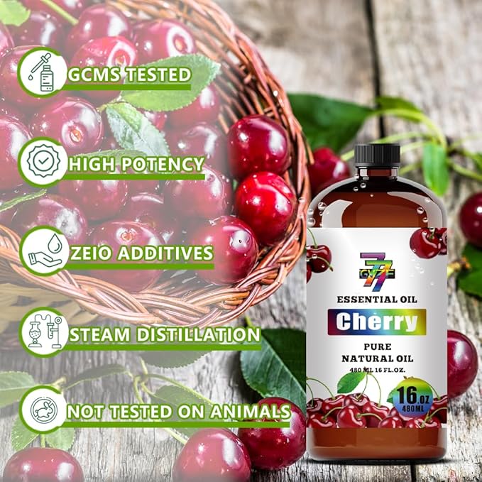 Cherry Essential Oil - GV77ZF Cherry Oils for Diffusers, Humidifiers, DIY Candles, Soap, Cleaning, Home, Office, Yoga, Massage, Gifts - 16 fl oz (480 ml)