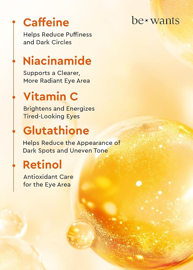 bewants Deep Toning Glutathione Eye Serum Patch | Korean Retinol and Caffeine Eye Patches | Advanced Glutathione Skincare Gel Patch | 60 Undereye Mask Patches | Mothers Day Gift