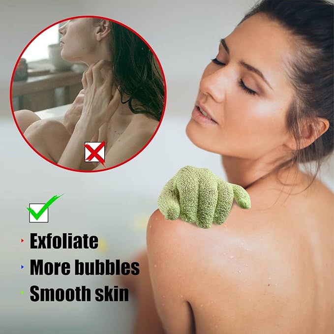 2 Pcs Shower Gloves, Exfoliating Gloves, Exfoliating Mitt, Exfoliating Body Scrub, Loofah Bath Gloves for Men, Women (Pink, 2)