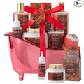 Mother's Day Gifts for Women, spa kit Gifts for Her Mother's Day Bath Spa Gift Set Red Rose & Tulip Spa Basket Kits for Women, Contains Body Oil, Body Lotion, Salt, Self care baskets Mother Gift