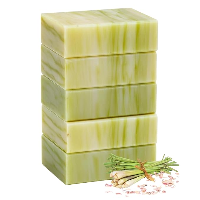 Simple Scents Australia Lemongrass Scented Natural Soap Bars (5 Bars), 3.5oz Moisturizing French Triple Milled Soap Bars Enriched with Shea Butter - Pure Plant Oil Bath & Body