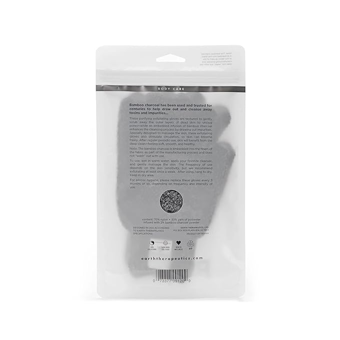 Earth Therapeutics Purifying Exfoliating Gloves - Charcoal