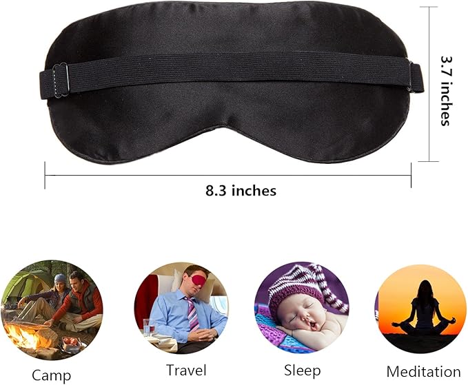 100% Mulberry Silk Sleep Mask Blackout, Cute Natural Sleeping Mask with Adjustable Elastic Strap, Satin Eye Cover for Men Women Adults (Leopard)