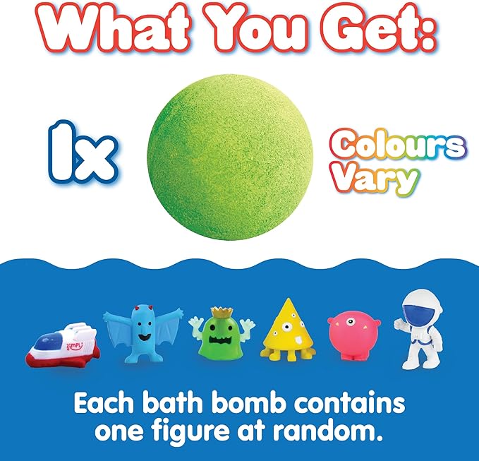 Zimpli Kids Large Alien Surprise Bath Bomb, 1 of 6 Surprise Alien Toys to Collect, One per Baff Bomb, Party Bag Favours, Fillers, Rewards, Stocking Filler Toy for Boys Girls 4 5 6 7 8 9