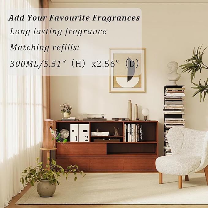 Automatic Air Freshener Spray Dispenser (8-Pack), Free Standing or Wall Mounted Adjustable Aromatherapy Machines for Home, Indoor, Bathrooms, Offices, Hotels and Commercial Places (Wood, 001)