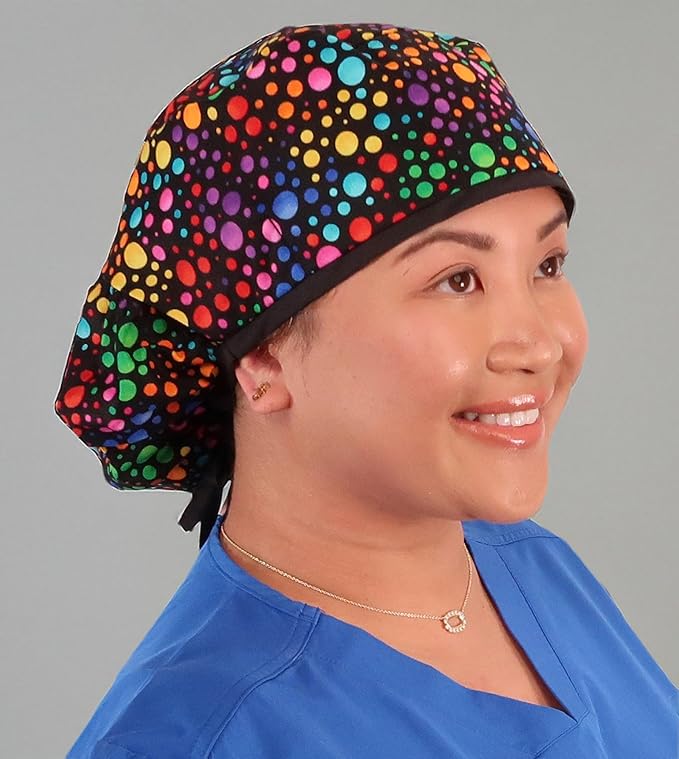 Sparkling EARTH Big Hair Ponytail Classic Surgical Style Scrub Working Cap - Made in The USA!!!