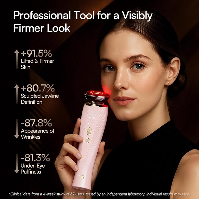 INIA 3-in-1 Red Light Therapy for Face and Neck Beauty Device for Puffiness & Skin Firming Skincare Tool