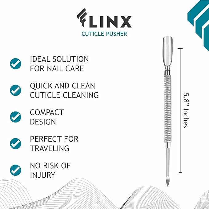 FLINX Metal Cuticle Pusher Tool 4 Pc Nail Manicure Tools Nail tools for Manicure & Pedicure, Metal Cuticle Pushers and Scraper, Nails Cuticles Pusher Cuticle Tools for Nails