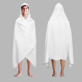 COTTON CRAFT Hooded Bath Towel – Oversized 35 x 70 Waffle Weave Towel with Hood for Adults - 100% Ringspun Cotton Pool Bath Sheet Wrap with Hood - Soft Super Absorbent Quick Dry – 450 GSM – White