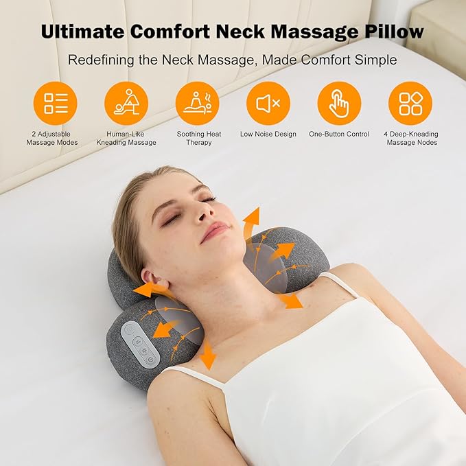 3-in-1 Neck Massager with Heat, Portable Cordless Neck Massager for Pain Relief Deep Tissue, 4D Kneading Shiatsu Neck and Shoulder Massager Pillow, Mothers Day Gift, Mom Gifts