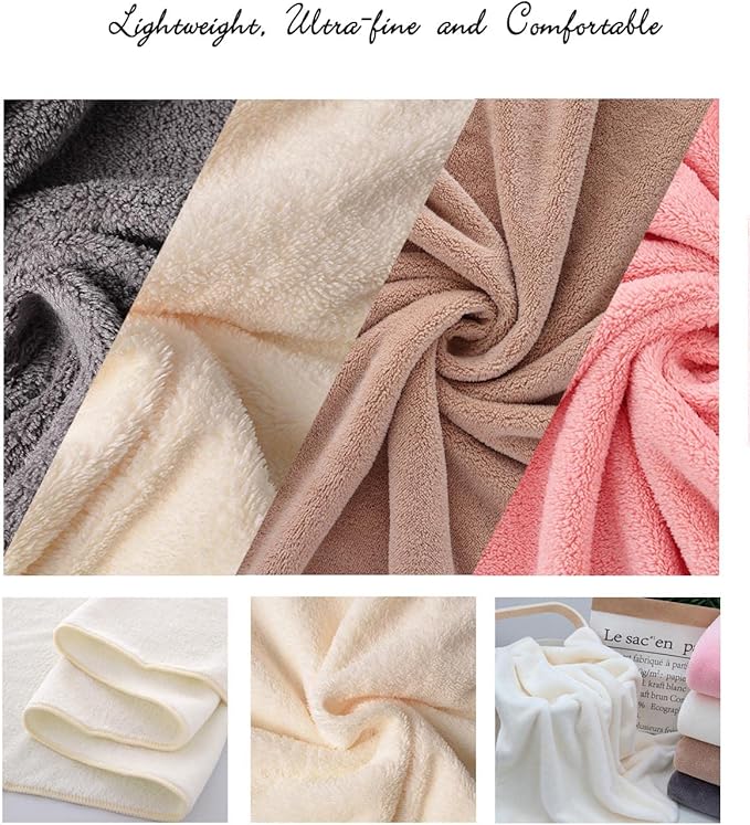 Lumimi Towels 3 Piece Very Soft Microfiber Bath Sheet Towel Set Super Absorbent Light Quick Dry and Durable, 55" L x 27" W, 3 Pack Cream White