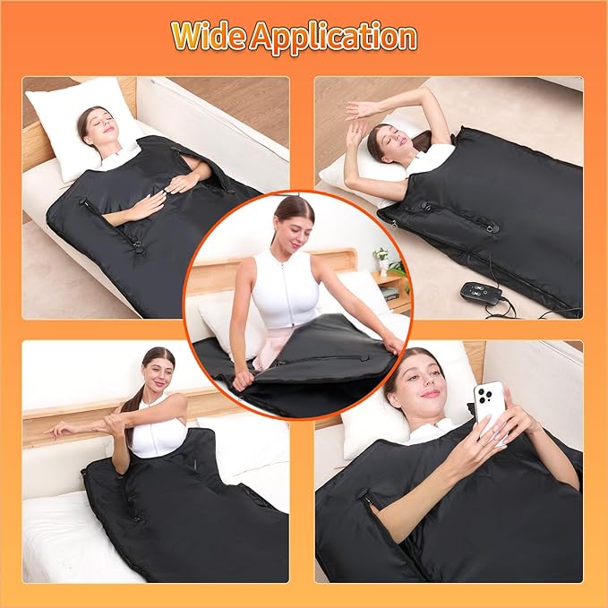 Infrared Sauna Blanket for Home: Portable Design Full Body Detox Therapy with Deep Heat Relaxation - Far Infrared Heating Adjustable 86-176℉ & 20-60 Min Timer 71 x 31.5 Inch PVC