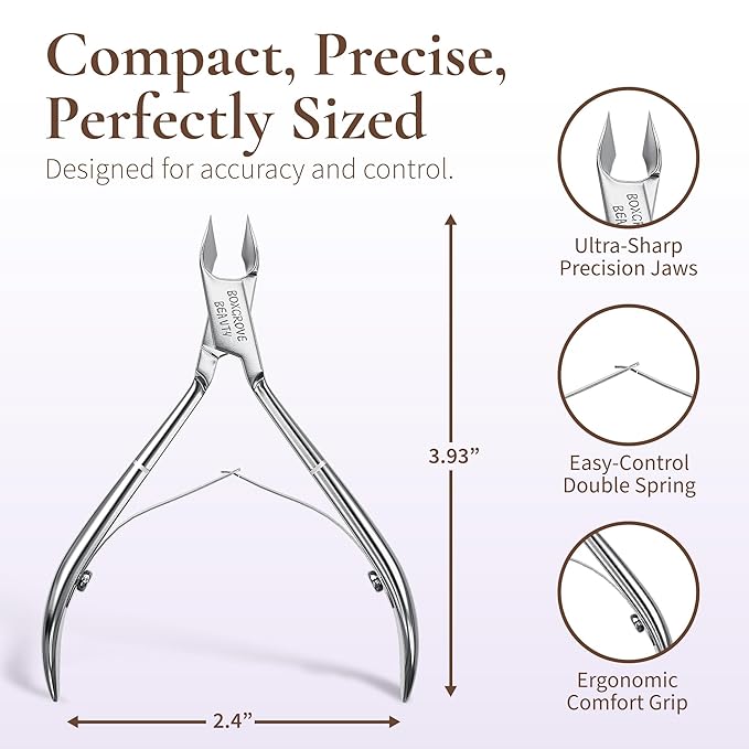 Professional Cuticle Cutter & Pusher Trimmer Manicure Tools with Double Spring – Perfect Nail Care Tool for Manicure & Pedicure Beauty at Home/Spa/Saloon (Silver)