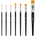 Nicpro Face Paint Brush Set, 7PCS Professional Face & Body Painting Brushes with Black Handles, Synthetic Nylon Hair, Makeup Paintbrush Kit for Halloween Cosplay, Acrylic Watercolor Gouache