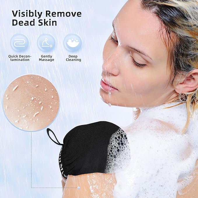 Exfoliating Gloves 2pcs Korean Exfoliating Mitts Glove Deep Body Scrub Dead Skin Remover Bath Massage for Men and Women