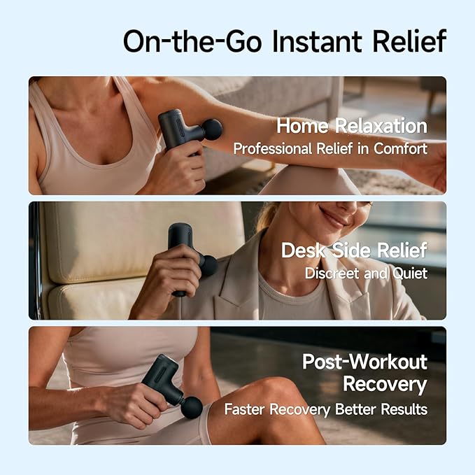 HEYCHY Super Mini Massage Gun Deep Tissue, Handheld Percussion Muscle Massager with Adjustable Amplitude, Portable & Quiet for Home, Gym & Travel, Dark Gray