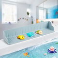 2Pack Bathtub Splash Guard for Tub, Silicone Bathtub Caddy Tray with Play Shelf, Kids Bath Tub Shelf and Organizer for Baby Bath Toys, Bath Toy Holder, Toddler Bathtub Accessories(Classic Blue)
