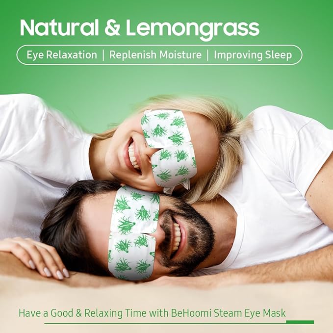 BeHoomi 30Packs Steam Eye Mask, Heated Eye Mask Warm Compress for Eyes, Self Heating Disposable Steam Mask for Home Sleep, Spa, Travel Essentials & Relaxation Gifts, Mothers Day Gifts (Lemongrass)