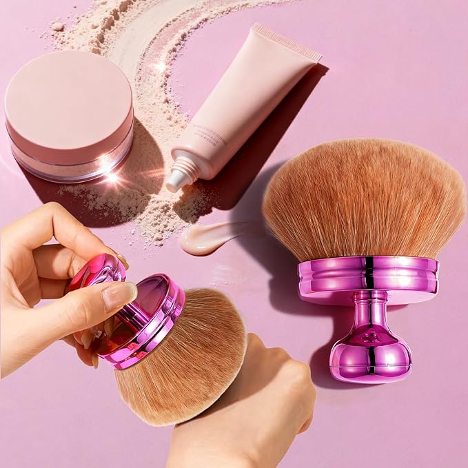 Extra Large Body Makeup Brush for Self Tanner,Kabuki Brush - Soft Synthetic Bristles for Even Blend & No Streaks,Back/Leg/Face Applicator for Bronzer & Sunscreen (Rose Red)
