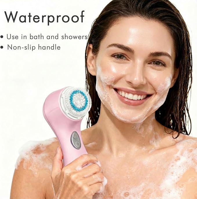 Microtree Electric Facial Cleansing Brush, No Rotation, Sonic Vibrating Deep Clean, Face Brushes for Cleansing, Rechargeable Face Scrubber Exfoliator for All Skin Types, Non Spin