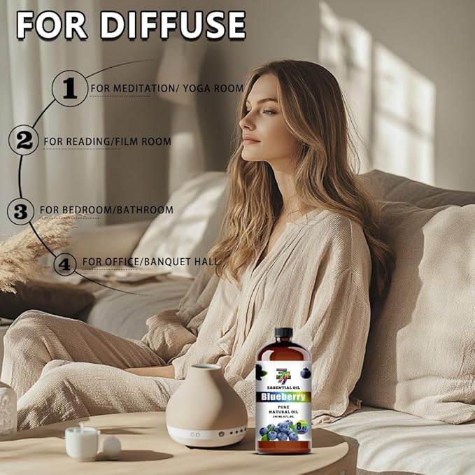 Blueberry Essential Oil - GV77ZF Blueberry Oils for Diffusers, Humidifiers, DIY Candles, Soap, Cleaning, Home, Office, Yoga, Massage, Gifts - 8 fl oz (240 ml)