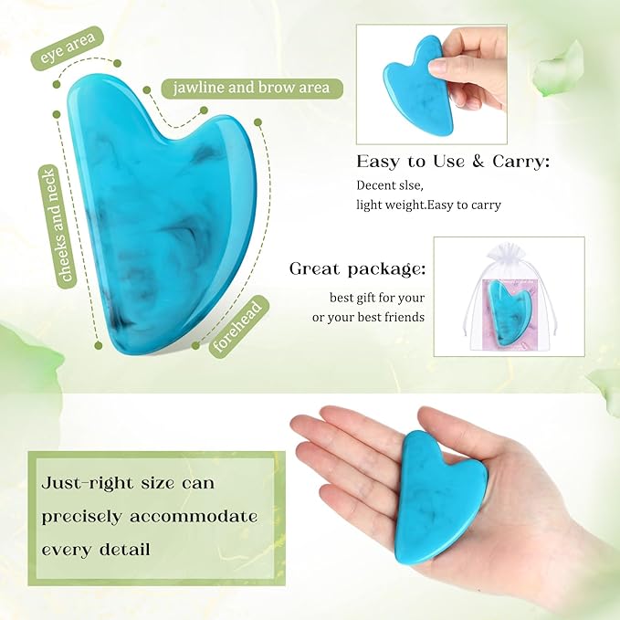 Sherr 24 Sets Gua Sha Facial Tools Bulk Resin Heart Shaped Guasha Boards with Organza Pouch and Cards for Face Body Massage Relaxation Self Care Ideal Spa Acupuncture Prevent Wrinkles(Light Colors)