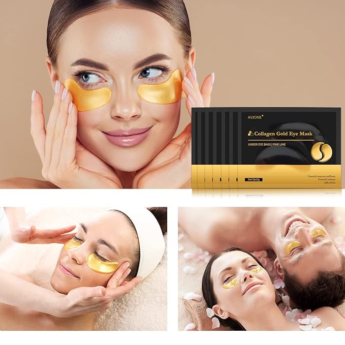 AVJONE 24K Gold Under Eye Patches (30 Pairs), Collagen Eye Masks for Dark Circles and Puffiness, Eye Patches for Women Puffy Eyes, Revitalizes and Refreshes Your Skin