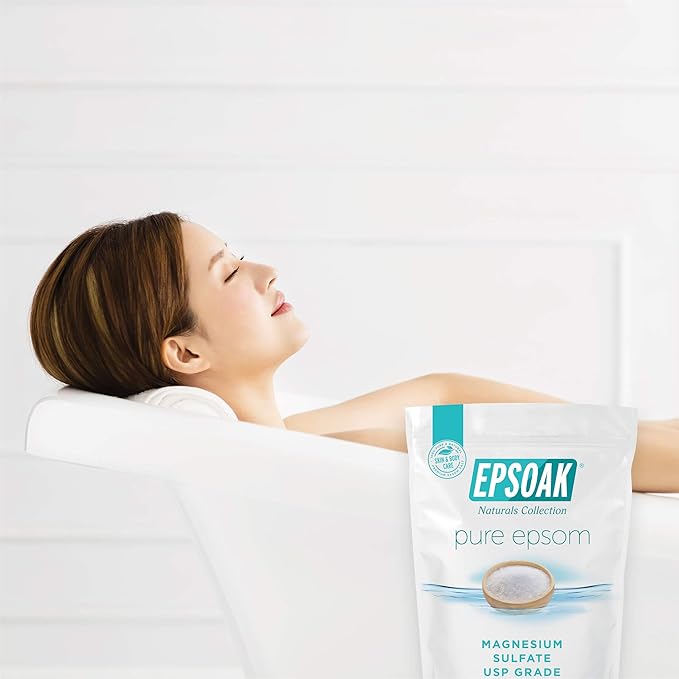 Epsoak Epsom Salt 2 lb. Magnesium Sulfate USP. Resealable Epsom Salt Bag Unscented, Made in The USA, Cruelty-Free Certified