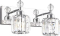 PRESDE Modern Crystal Chrome 2 Light Bathroom Vanity Light for Bathroom Lighting Fixtures Over Mirror Wall Sconce
