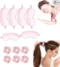 12Pcs Silk Sleep Masks Satin Eye Mask Silky Eyes Cover Blindfold Eyeshade Hair Ties Scrunchy Travel Bridesmaids Gifts