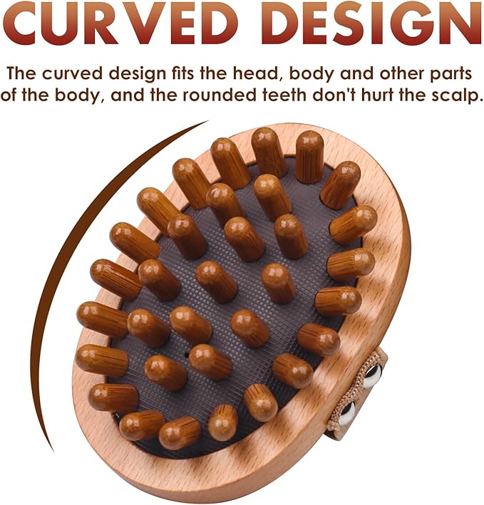 Wooden Body Scalp Massage Comb, Trigger Point Massage Tool Meridians Massager Gua Sha Massager Comb for Body Relief & Hair Growth