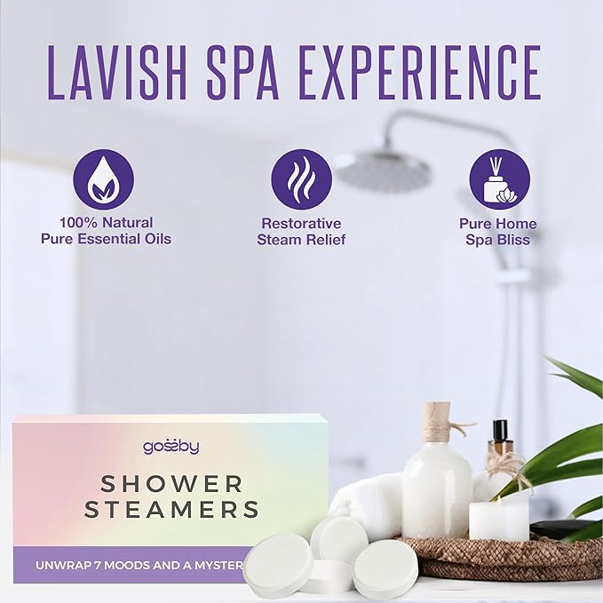 GOSSBY Shower Steamers Aromatherapy (8 Pcs) - Mothers Day Gift for Mom - Birthday, Stress Relief Gift for Women Wife Teen Girl - Basket Stuffers - Natural Essential Oils, Self Care Relaxation Home Spa