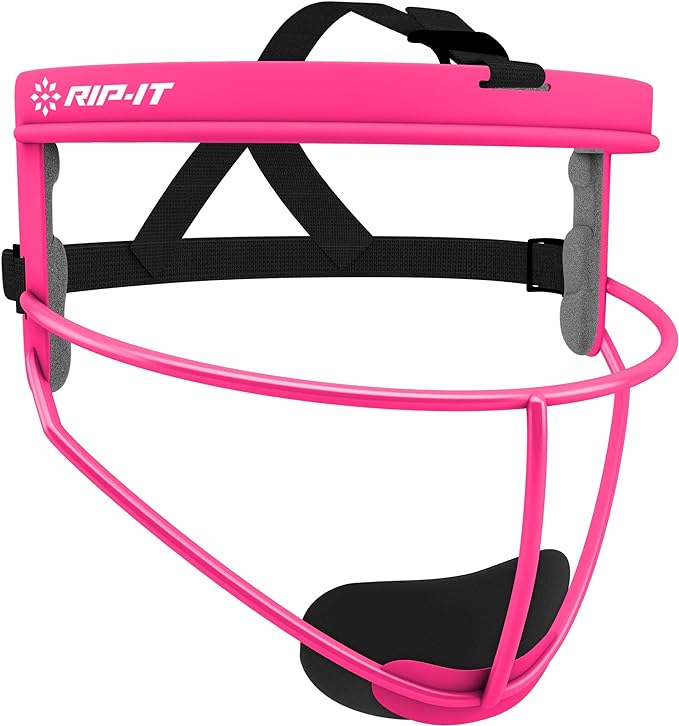 RIP-IT Original Defense Softball Face Mask, Lightweight, Protective Fielder's Softball Face Shield with Ponytail Strap & Soft Foam Padding